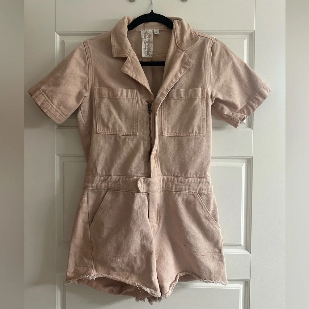 SADIE & SAGE Sweet Pea Pink Denim Romper - Picture 2 of 7